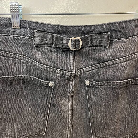 NWT Free People Washed Black Denim Button Fly Raw Hem skirt, Size 30 (US 10) - Picture 8 of 13